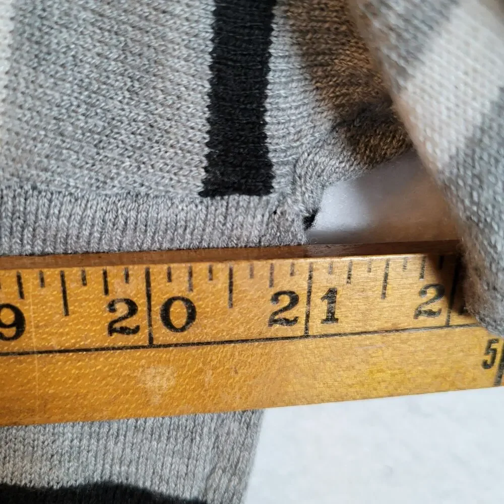 Magaschoni Womens Striped Knit Relaxed Sweater Top Size Large Gray Y2K Retro